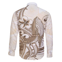 Brown Hawaii Humpback Whale Family Matching Off The Shoulder Long Sleeve Dress and Hawaiian Shirt Polynesian Tribal Ocean Vibes