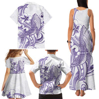Purple Hawaii Family Matching Tank Maxi Dress and Hawaiian Shirt Humpback Whale Tattoo Polynesian Tribal Ocean Vibes