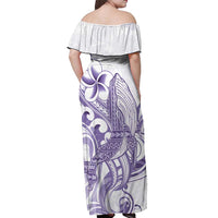 Purple Hawaii Off Shoulder Maxi Dress Humpback Whale Tattoo Polynesian Tribal Ocean Vibes