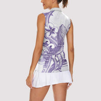 Purple Hawaii Women Sleeveless Polo Shirt Humpback Whale Tattoo Polynesian Tribal Ocean Vibes