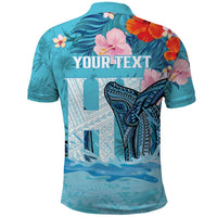 Personalised Hawaii Polo Shirt Humpback Whale Tattoo With Tropical Flowers