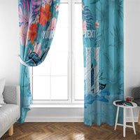 Personalised Hawaii Window Curtain Humpback Whale Tattoo With Tropical Flowers