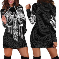 Tiki Drum Hawaii Hoodie Dress Hawaiian Kakau Tattoo Style