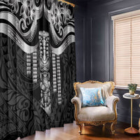 Tiki Drum Hawaii Window Curtain Hawaiian Kakau Tattoo Style