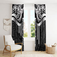 Tiki Drum Hawaii Window Curtain Hawaiian Kakau Tattoo Style