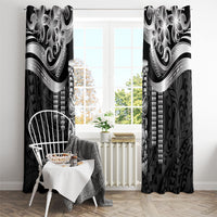 Tiki Drum Hawaii Window Curtain Hawaiian Kakau Tattoo Style