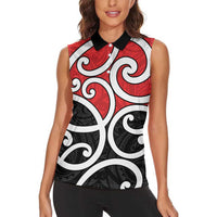 New Zealand Women Sleeveless Polo Shirt Maori Koru Tino Rangatiratanga Color - Polynesian Pride