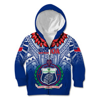 Custom Samoa Rugby Kid Hoodie 2023 Go Manu Samoa With Ula Fala Style LT14 - Polynesian Pride