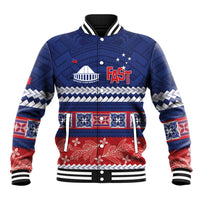 Personalised FAST Samoa Siapo Baseball Jacket Teuila Flowers Samoan Pattern - Polynesian Pride