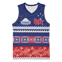 Personalised FAST Samoa Siapo Basketball Jersey Teuila Flowers Samoan Pattern - Polynesian Pride