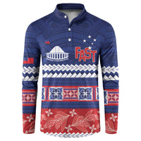 Personalised FAST Samoa Siapo Button Sweatshirt Teuila Flowers Samoan Pattern - Polynesian Pride