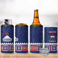 Personalised FAST Samoa Siapo 4 in 1 Can Cooler Tumbler Teuila Flowers Samoan Pattern - Polynesian Pride