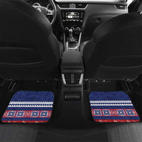 Personalised FAST Samoa Siapo Car Mats Teuila Flowers Samoan Pattern LT14 Set 2pcs - Back Blue - Polynesian Pride