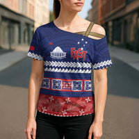 Personalised FAST Samoa Siapo Cross Shoulder Shirt Teuila Flowers Samoan Pattern - Polynesian Pride