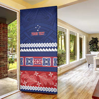 Personalised FAST Samoa Siapo Door Cover Teuila Flowers Samoan Pattern - Polynesian Pride