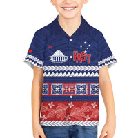 Personalised FAST Samoa Siapo Family Matching Off The Shoulder Long Sleeve Dress and Hawaiian Shirt Teuila Flowers Samoan Pattern - Polynesian Pride