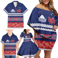 Personalised FAST Samoa Siapo Family Matching Off Shoulder Short Dress and Hawaiian Shirt Teuila Flowers Samoan Pattern - Polynesian Pride
