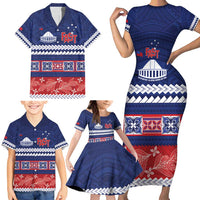 Personalised FAST Samoa Siapo Family Matching Short Sleeve Bodycon Dress and Hawaiian Shirt Teuila Flowers Samoan Pattern - Polynesian Pride