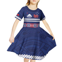 Personalised FAST Samoa Siapo Kid Short Sleeve Dress Teuila Flowers Samoan Pattern - Polynesian Pride