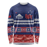 Personalised FAST Samoa Siapo Long Sleeve Shirt Teuila Flowers Samoan Pattern - Polynesian Pride