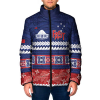 Personalised FAST Samoa Siapo Padded Jacket Teuila Flowers Samoan Pattern - Polynesian Pride