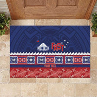 Personalised FAST Samoa Siapo Rubber Doormat Teuila Flowers Samoan Pattern - Polynesian Pride