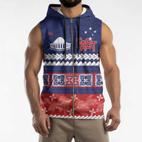 Personalised FAST Samoa Siapo Sleeveless Zip Hoodie Teuila Flowers Samoan Pattern - Polynesian Pride