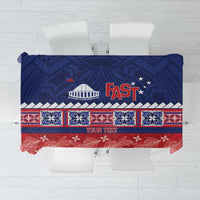 Personalised FAST Samoa Siapo Tablecloth Teuila Flowers Samoan Pattern LT14 Blue - Polynesian Pride