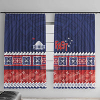 Personalised FAST Samoa Siapo Window Curtain Teuila Flowers Samoan Pattern - Polynesian Pride