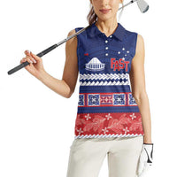 Personalised FAST Samoa Siapo Women Sleeveless Polo Shirt Teuila Flowers Samoan Pattern - Polynesian Pride