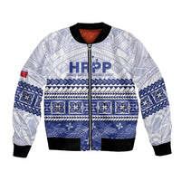 Personalised HRPP Samoa Siapo Bomber Jacket Teuila Flowers Samoan Pattern - Polynesian Pride