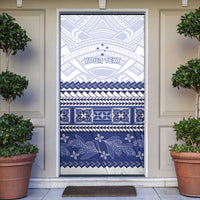 Personalised HRPP Samoa Siapo Door Cover Teuila Flowers Samoan Pattern LT14 White - Polynesian Pride