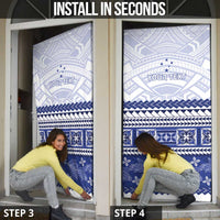 Personalised HRPP Samoa Siapo Door Cover Teuila Flowers Samoan Pattern LT14 - Polynesian Pride