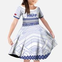 Personalised HRPP Samoa Siapo Family Matching Off The Shoulder Long Sleeve Dress and Hawaiian Shirt Teuila Flowers Samoan Pattern - Polynesian Pride