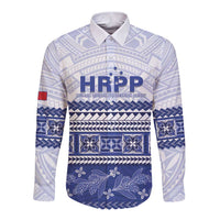Personalised HRPP Samoa Siapo Long Sleeve Button Shirt Teuila Flowers Samoan Pattern - Polynesian Pride