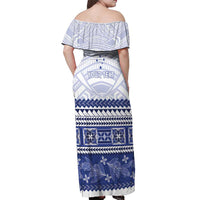 Personalised HRPP Samoa Siapo Off Shoulder Maxi Dress Teuila Flowers Samoan Pattern - Polynesian Pride
