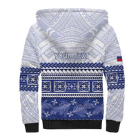 Personalised HRPP Samoa Siapo Sherpa Hoodie Teuila Flowers Samoan Pattern - Polynesian Pride