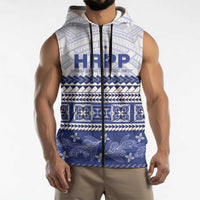 Personalised HRPP Samoa Siapo Sleeveless Zip Hoodie Teuila Flowers Samoan Pattern LT14 - Polynesian Pride