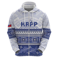 Personalised HRPP Samoa Siapo Zip Hoodie Teuila Flowers Samoan Pattern - Polynesian Pride