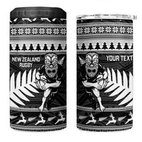 New Zealand Christmas Rugby Personalised 4 in 1 Can Cooler Tumbler Meri Kirihimete All Black Maori - Polynesian Pride