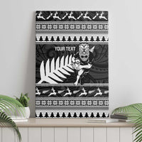 New Zealand Christmas Rugby Personalised Canvas Wall Art Meri Kirihimete All Black Maori - Polynesian Pride