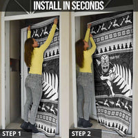 New Zealand Christmas Rugby Personalised Door Cover Meri Kirihimete All Black Maori - Polynesian Pride