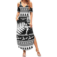 New Zealand Christmas Rugby Personalised Summer Maxi Dress Meri Kirihimete All Black Maori - Polynesian Pride