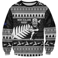 New Zealand Christmas Rugby Personalised Sweatshirt Meri Kirihimete All Black Maori - Polynesian Pride