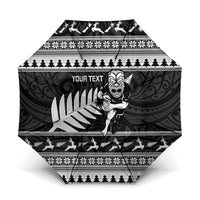 New Zealand Christmas Rugby Personalised Umbrella Meri Kirihimete All Black Maori - Polynesian Pride