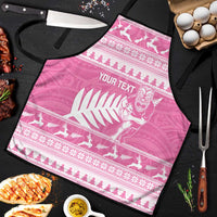 New Zealand Christmas Rugby Personalised Apron Meri Kirihimete All Black Maori Pink Version - Polynesian Pride