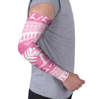 New Zealand Christmas Rugby Personalised Arm Sleeves Meri Kirihimete All Black Maori Pink Version - Polynesian Pride