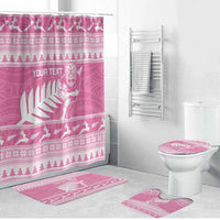 New Zealand Christmas Rugby Personalised Bathroom Set Meri Kirihimete All Black Maori Pink Version - Polynesian Pride