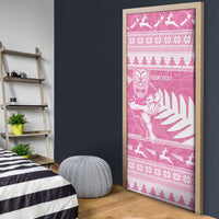 New Zealand Christmas Rugby Personalised Door Cover Meri Kirihimete All Black Maori Pink Version - Polynesian Pride