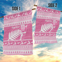 New Zealand Christmas Rugby Personalised Garden Flag Meri Kirihimete All Black Maori Pink Version - Polynesian Pride